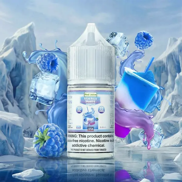 Pod Juice Blue Razz Slushy Freeze 55mg salt nicotine e-liquid