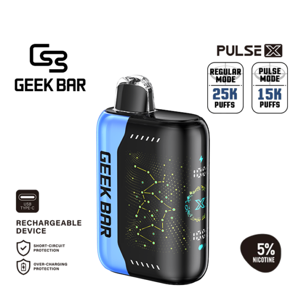 Geek Bar Pulse X Blue Rancher 50mg | 긱바 블루 랜처 일회용 전자담배 | 5% 고농도 솔트 니코틴 | 정품 구매 | JZVapes 제이지베이프