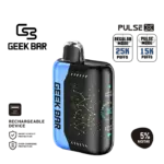 Fun candy-style blue vape for daily use — 달콤하고 톡 쏘는 블루 캔디 맛을 담은 Geek Bar Pulse X Blue Rancher 디바이스 이미지.