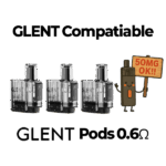 High-output salt nicotine pods for daily carry — 안정적인 밀폐 구조와 강한 타격감을 갖춘 GLENT 0.6ohm 팟 세트.