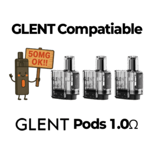 Leak-resistant 1.0ohm replacement pods for daily use — 누수 최소화 설계가 적용된 GLENT 니코틴 교체용 팟 제품 이미지.
