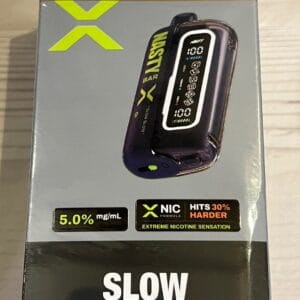 Smooth pineapple and coconut tropical blend with mellow finish — 파인애플 과즙과 코코넛의 부드러움을 느낄 수 있는 Nasty Bar X 20000 Slow Blow 5% 디스포저블.