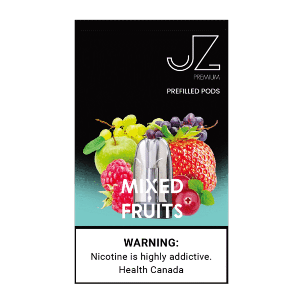 Smooth multi-fruit blend 레이어처럼 이어지는 과일향과 라이트 쿨링이 담긴 패키지 이미지. 전체적으로 밝고 깨끗한 과일 감성이 유지됨.