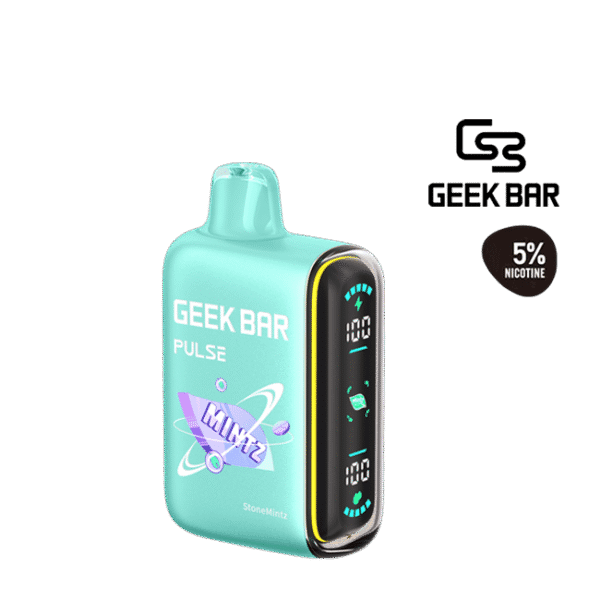 Heavy stone-cool mint with dry clean finish — 묵직한 쿨링과 단맛 없는 베이핑을 제공하는 Geek Bar Stone Mintz 5% 디바이스.