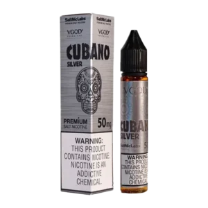 Refined Cuban tobacco flavor with dry clean finish — 단맛 없이 정제된 담배 풍미를 느낄 수 있는 VGOD Silver Cubano 50MG 솔트닉 액상.