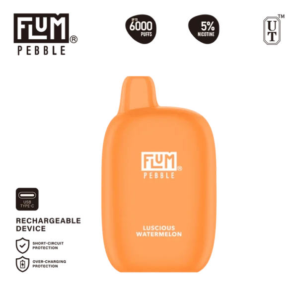 Flum Pebble 6000 Luscious Watermelon 50mg disposable vape 5% salt nicotine