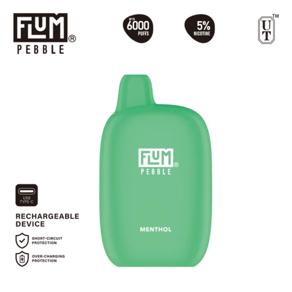 Flum Pebble 6000 Menthol 50mg disposable vape 5% salt nicotine