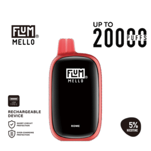 Crisp fizzy vape profile with smooth output — 소다 감성의 상쾌함이 안정적으로 유지되는 FLUM Mello Rome 제품 이미지.