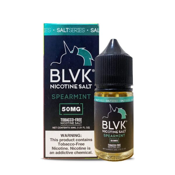 BLVK Salt Spearmint 5% — 블랙유니콘 스피어민트 솔트닉, fresh mint e-liquid.