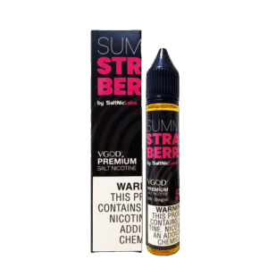 Fresh sweet strawberry flavor with a clean soft finish — 생딸기 감성과 과일 그래픽이 표현된 VGOD Summer Strawberry SaltNic Juice.