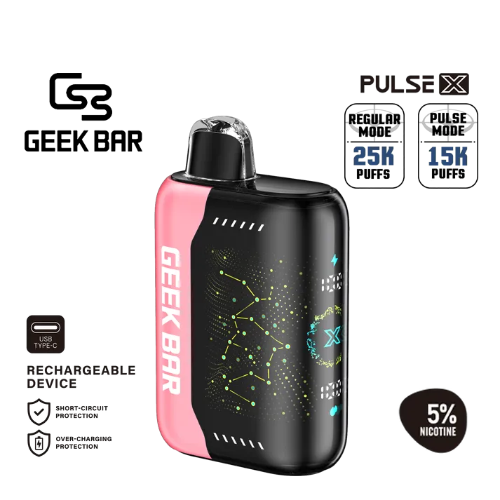 긱바 펄스 X 워터멜론 아이스 일회용 전자담배 | 수박 멘솔 맛 | 5% 고농도 솔트 니코틴 | 25