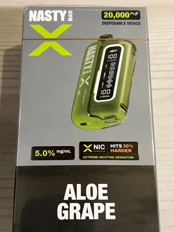 Refreshing aloe grape vaping experience with stable output — 데일리로 즐기기 좋은 산뜻한 알로에 포도 감성을 표현한 Nasty Bar X 20000 Aloe Grape 5%.