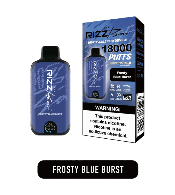 Icy blue burst profile 블루베리·라즈 조합과 시원한 슬러시 느낌이 담긴 클로즈업. 과일감이 맑고 시원하며 라이트한 청량감이 드러난다.