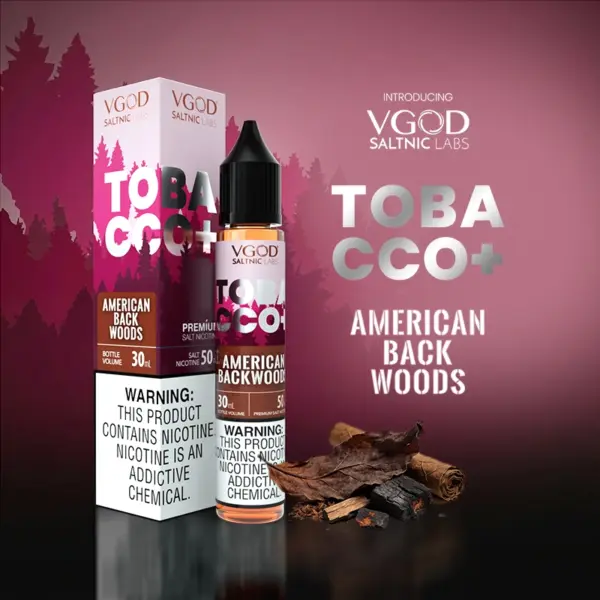 VGOD Tobacco Plus American Back Woods 50mg salt nicotine e-liquid