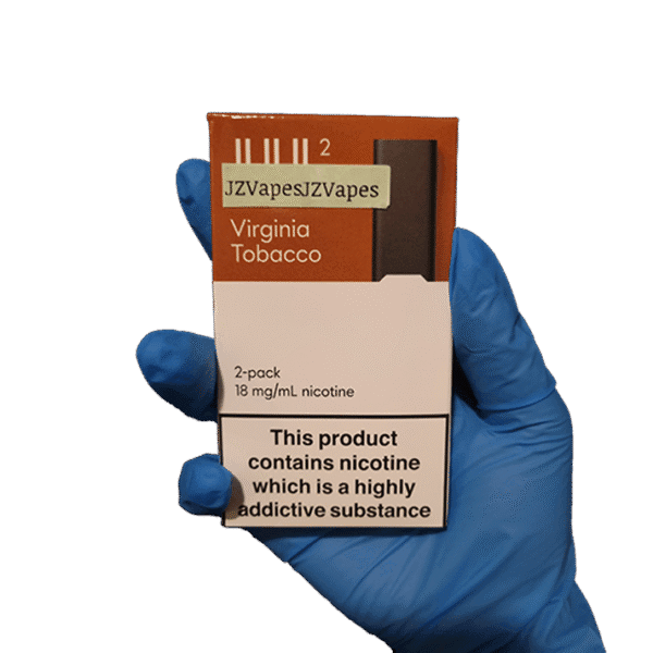 Smooth natural tobacco inhale with earthy warm notes — 담백한 토바코 감성을 담은 Virginia Tobacco JUUL2 팟 패키지.