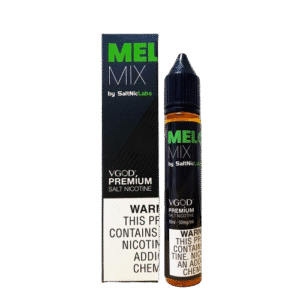 VGOD SaltNicLabs Melon Mix 50mg — 멜론의 watery sweet vibe를 살린 그린·옐로우 컬러 포인트와 clean white label이 조화를 이루는 패키지 디자인, mixed melon freshness가 시각적으로 표현된 고해상도 bottle 이미지.