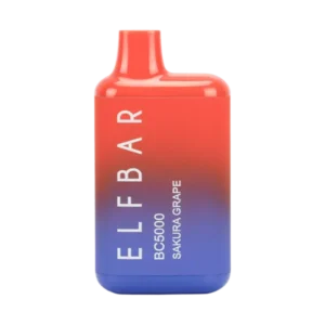 Sweet sakura-grape fusion with fragrant finish — 은은한 꽃향과 포도 단맛이 강조된 Elf Bar BC5000 Sakura Grape 패키지.