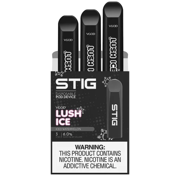브이갓(VGOD) 스틱(STIG) 러쉬 아이스(Lush Ice) 6% | 달콤한 수박향과 시원한 멘솔 조합의 일회용 전자담배 | VGOD Stig Lush Ice Disposable 6% SaltNic | Sweet watermelon with icy menthol flavor and strong nicotine hit | 제이지베이프(JZVapes) 공식 판매