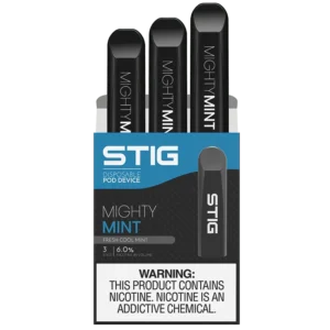 VGOD Stig Mighty Mint 6% Salt Nicotine Pods – Refreshing mint with powerful 6% strength, shipped fast by JZVapes. VGOD 스틱 마이티 민트 6% 솔트니코틴 팟 – 상쾌한 민트 향과 강력한 6% 니코틴, 제이제이베이프 빠른 출고.