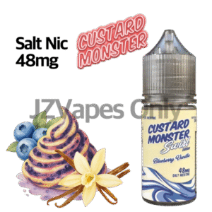 Custard Monster Blueberry Vanilla E-Liquid 48mg – 블루베리와 바닐라 커스터드 풍미, High Nicotine Salt Vape