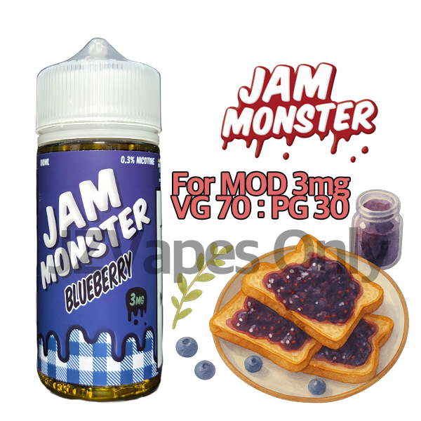 Blueberry By Jam Monster 100ml 3mg | 블루베리 잼 토스트 맛 인기 베이프 액상 | 강남·부산 베이프샵 인기 | Fast Delivery