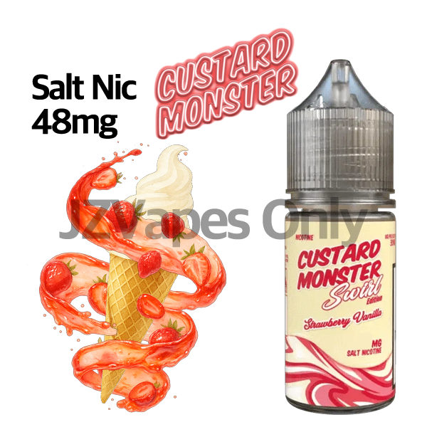 Custard Monster Strawberry Vanilla E-liquid 4.8% Salt – 딸기와 바닐라가 조화된 크리미 커스터드 베이핑