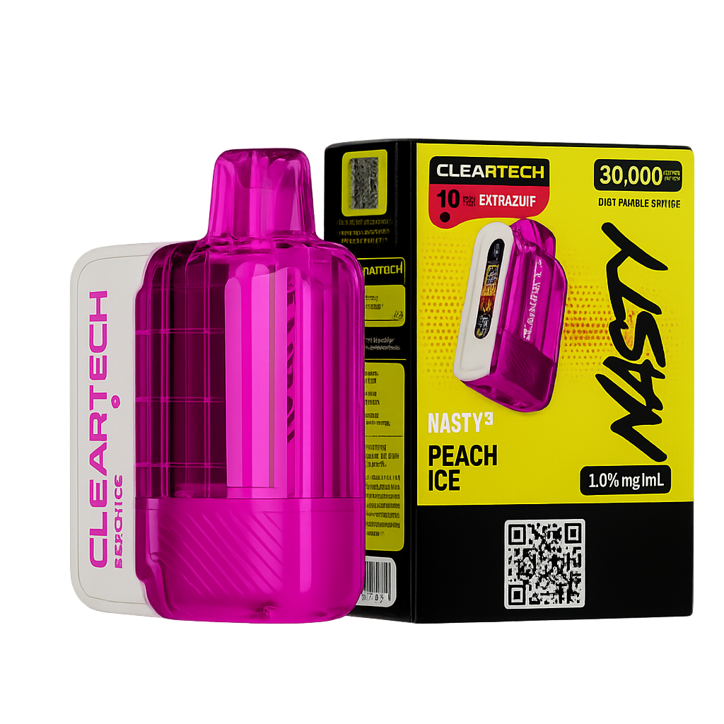 Nasty Bar X 30000 Peach Ice Disposable (5%) — 달콤한 복숭아 향과 시원한 아이스 감이 어우러진 베이프, sweet and juicy peach flavor with an icy cool finish, smooth inhale and refreshing vape experience in every puff.