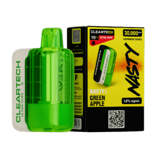 Nasty Bar X 30000 Green Apple Disposable (5%) — 상큼하고 달콤한 청사과 향이 퍼지는 베이프, crisp and sweet green apple flavor with a refreshing exhale, delivering a juicy and tangy vape experience in every puff.