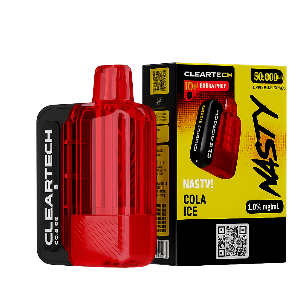 Nasty Bar X 30000 Cola Ice 5% 일회용 베이프 – 달콤한 콜라맛과 시원한 아이스감이 어우러진 red color vape device.