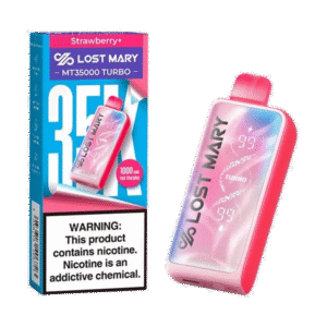 Lost Mary MT35000 Strawberry Plus 5% disposable vape, 달콤한 strawberry flavor와 시원한 cooling sensation이 조화된 high nicotine 베이프.