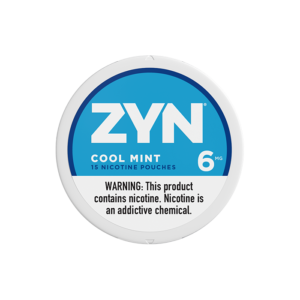 ZYN Cool Mint 6mg nicotine pouches can — 스웨디시 매치 정품 ZYN 쿨민트 6mg 니코틴 파우치, clean white design with cool mint flavor label.