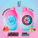 FLUM UT Bar 50000 Puffs Watermelon and B-Pop 50mg rechargeable disposable vape with fruit candy flavor