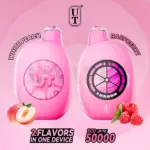 FLUM UT Bar 50000 Puffs White Peach and Raspberry 50mg rechargeable disposable vape with fruit flavor