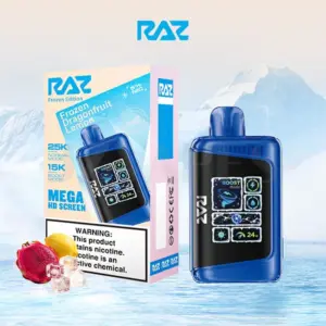 RAZ LTX 25K Frozen Dragonfruit Lemon disposable vape with icy dragonfruit and zesty lemon flavor, up to 25,000 puffs.