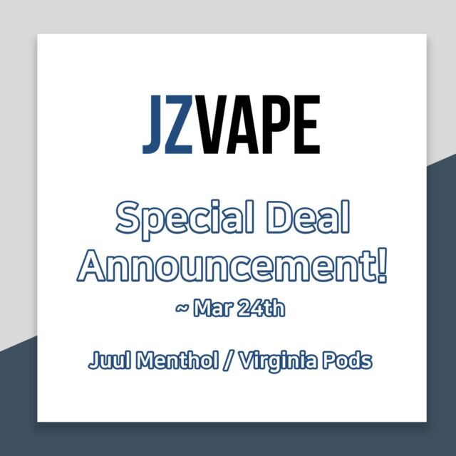 JUUL Menthol/ Virgina Promotion Announcement!

Both products will be offered at a special price only for customers who have used our site for more than 5 times.

For more information, please leave your inquires and we will let you know after checking your email.

This promotion end on March 24th
Applies to over 5 packs of purchase 

Thank you for Using us.
Jzvapes

* 본 공지는 한국어버전이 게시되지 않으나, 조건은 동일합니다